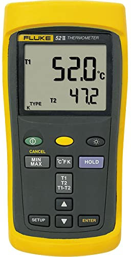 Fluke Digital Thermometer, 52 II, 2-Kanal bis +1767°C ±(0,05% + 0,3 °C) max, Messelement Typ E, J, K, N, R, S, T