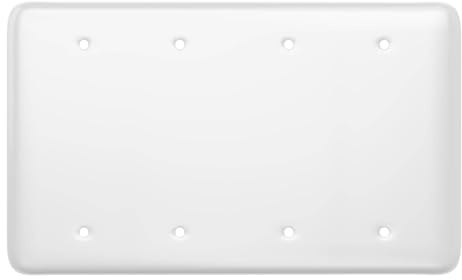 TayMac WRW-BBBB 0.19 in x 8.19 in x 5 in 4-Gang White Smooth Metal Maxi 4-Blank Wall Plate WRW-BBBB, Outlet Cover Wall Plate with Screws, Electrical Outlet Cover Plate for 4 Devices