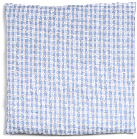 Cojín de semillas de uva, 19 x 19 cm, tejido orgánico, azul claro y blanco