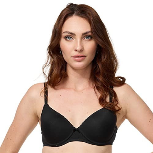 Nur Die Traumweich Bügel-BH besonders weiche Modal-Faser gepaddete Cups für einen natürlichen Push-Up-Effekt zarte Spitze Damen, schwarz, 85B