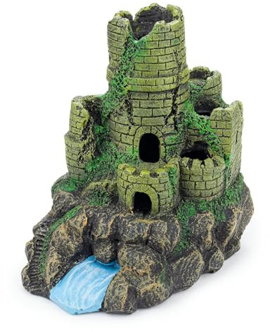 Happet Aquarium Deko Burg mit Fluss Schloss Festung Ritterburg Castel Dekoration