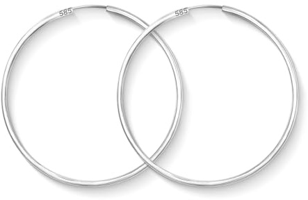 EDELIND Creolen Gold Groß 50 mm 375 585 750 Weißgold Breite 2 mm Hoop Ohrringe Damen Mädchen 9 14 18K Echt Gold Damenohrringe mit Schmuck Geschenk Box