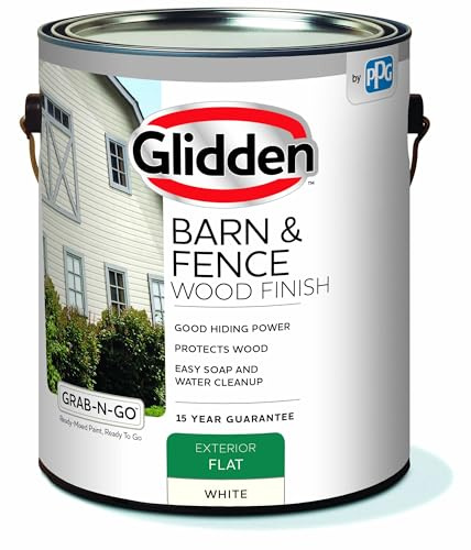 Glidden Latex Paint, Barn and Fence, 4098F/01, Flat, Exterior, 1 gal, White