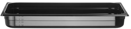 HENDI Gastronormbehälter, Temperaturbeständig von -40° bis 110°C, Skalierung, Geruchs- und geschmackneutral, 9L, Polycarbonat, GN 1/1, 530x325x(H)65mm, Schwarz