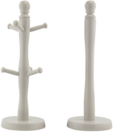 Apollo Beech Mug Tree and Kitchen Roll Holder Grey