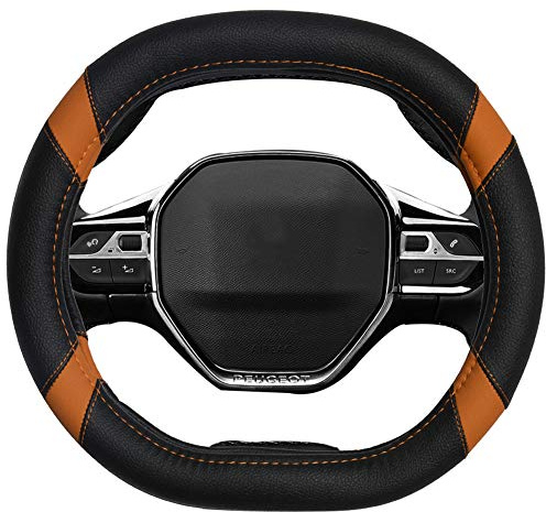 Mayco Bell Cubierta de Volante de Coche de Cuero de Microfibra Apta para 3008 4008 5008 2016-2019 508 208 2019 e-208 (Naranja)