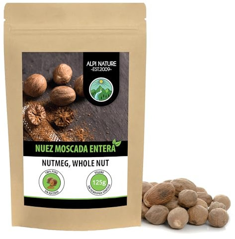 Alpi Nature Noce Moscata Intera 125g, Noce Moscata Intera per Cucina, Dolci e Vin Brulé