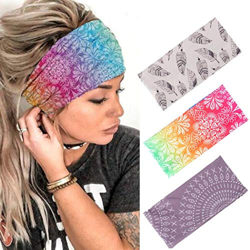 Zoestar Stirnband Damen Boho Haarband Breit Stirnbänder für Frauen und Mädchen (3 Stück) (Rot)