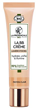 La Provençale Bio BB Crème Teintée Huile Olive AOP Moyen Clair 30ml | 99% ingrédients origine naturelle, Certifié Bio Ecocert, Pigments minéraux Ocres Provence, Tube 49% plastique recyclé