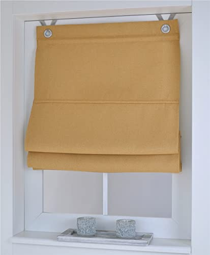 Tenda a pacchetto termica con occhielli Dimout color curry, oscurante, larghezza circa 45 cm x altezza circa 130 cm