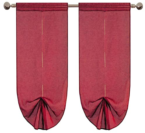 emmevi Tende Pacchetto Regolabile Coppia Porta Finestra A Vetro Mod.TENDA_PACCHETTO 1 CONF 60X240 BORDEAUX