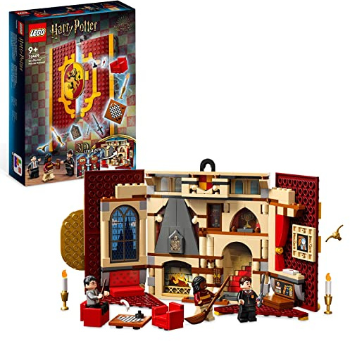 LEGO 76409 Harry Potter Hausbanner Gryffindor Set, Hogwarts-Wappen für Mädchen und Jungen, Gemeinschaftsraum-Spielzeug oder Wanddeko, aufklappbares Reisespielzeug, Sammlerstück mit 3 Minifiguren
