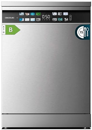 Cecotec Lavastoviglie da incasso Bolero Aguazero 6700 Inox B.60cm, 15 coperti, Classe B, Motore Inverter Plus, Display Color, 14 programmi, O2 Dry, Turbo Dry+, Dual Zone, Vassoio regolabile, AutoClean