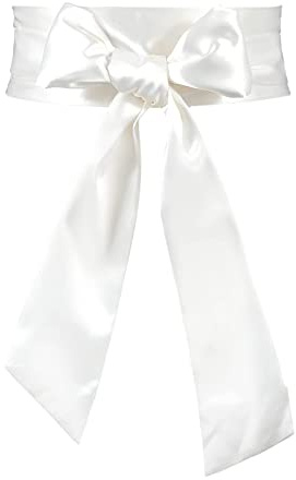 JasGood - Cintura da donna per abito, sciarpa, cintura da sposa per matrimonio e festa, in raso, per occasioni speciali, 9,4 cm di larghezza, taglia unica, B-bianco, Taglia unica