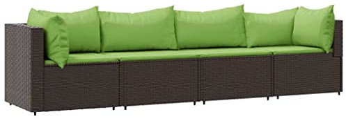 vidaXL Loungegrupp för trädgården med dynor 4 delar konstrotting brun, soffgrupp för trädgård, loungegrupp, loungegrupp för trädgård