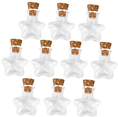 Toyvian 20pezzi Barattolo Vetro Tappo Sughero Forma Stella Bottiglia Vetro Con Tappo Piccola Bottiglietta Desideri Per Fai Da Te Casa e Negozio