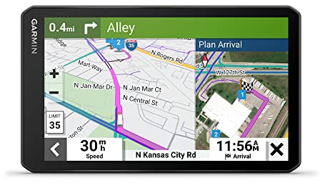 Garmin dezl OTR710, Large, Easy-to-Read 7 inch GPS Truck Navigator, Custom Routing, High-Resolution Birdseye Satellite Imagery, Directory of Trucking & Trailer Services (Renewed)