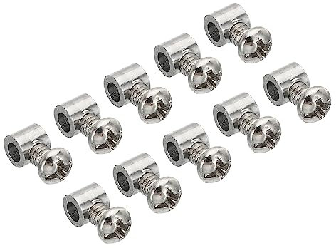 PATIKIL 3.3mm Agujero Alambre Cuerda Clips Juego, 10uds Acero Único Agujero Bloqueo Cable Abrazaderas Clip con M4x0,7 Phillips Tornillos para Cable Bricolaje Accesorios, Plata
