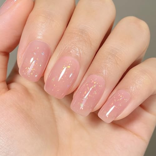 YTD Likomey UV Gellack Nagellack Gel,15ml Rosa Glitter Schimmern Gelee Transluzent Neutral Soak Off Nagelgel Maniküre Gel Polish SF368