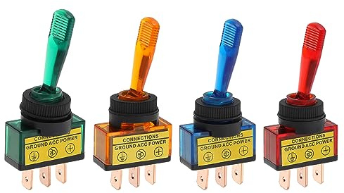 4pcs LED Interrupteur à Bascule Éclairé LED Interrupteur à Bascule Illuminé 3 Broches Marche-arrêt Tableau de Bord de Voiture Interrupteur à Bascule Accessoires de Voiture 20A 12V