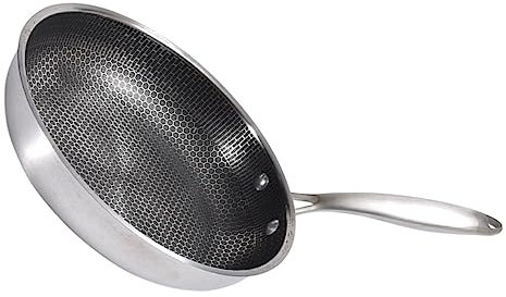 Kichvoe Padella Antigraffio Acciaio Inossidabile Con Manico Lungo Perfetta Per Friggere Uova e Steak Leggera e Facile Da Pulire Per Cucine Induzione e Uso Quotidiano