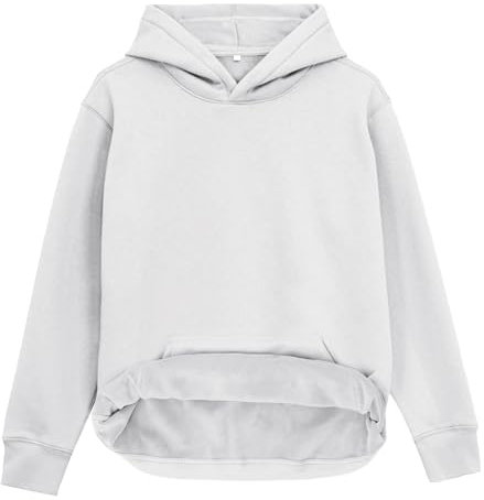 HOUZONIY Herren Fleece Hoodie, Sportlicher Kapuzenpullover Mit Loser Passform, Winter Langarm Sweatshirt Kapuzenpullis Mit Beuteltasche(Weiß L)