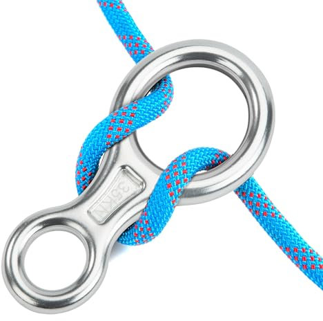 35kN Abseilachter, Abseilgerät Klettern 8 Descender, Aluminium Legierung Sicherungsgerät, Figur 8 Rescue, Abseilausrüstung für Erholung im Freien, Bergsteigen Rettung, Seildurchmesser 8-13 mm, Silber