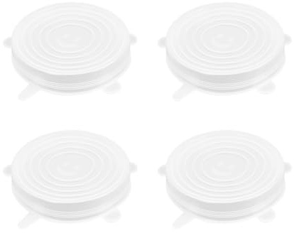 4 Pack 4.5in Reusable Silicone Stretch Lids, Silicone Bowl Covers for Food Storage, Universal Stretchable Lids for Containers Produce, Elastic Expandable Seal Cover, Microwave Freezer Safe