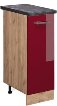 Vicco Apothekerschrank R-Line, Rot Hochglanz, 30 cm, AP Anthrazit