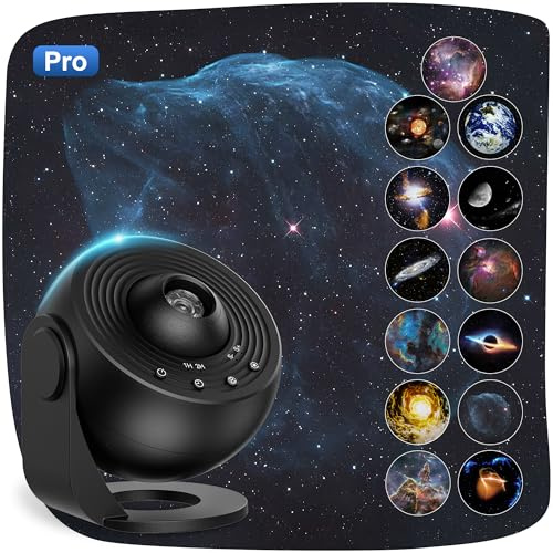 Lysumurl Planetarium Star Projector, 13 in 1 Galaxy Light with 12 Film Discs, 360° Starry Sky Night Light, Celestial Galaxy Projector for Adults Kids Bedroom, Black