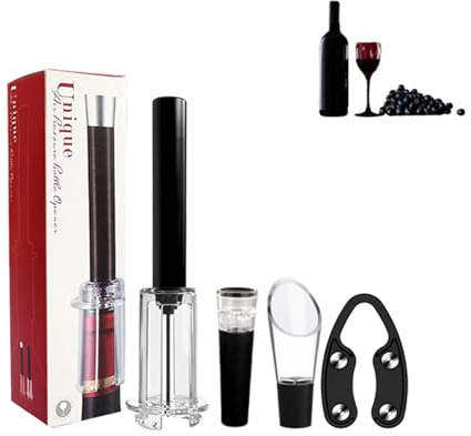 Juego de abridor de botellas de vino tinto - Kit de abrebotellas con tapón al vacío y abridor de botellas, conjunto de apertura de vino, accesorios prácticos de abridor de botellas de vino para el