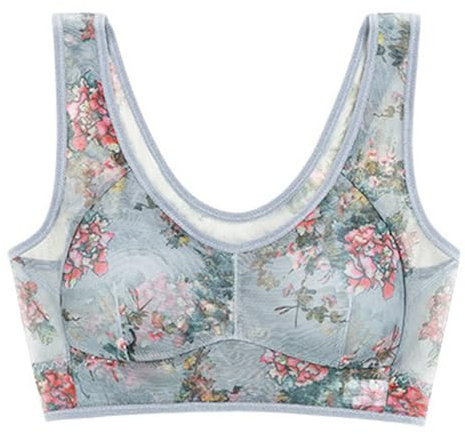 Bras for Women,Ladies Bras Full Support Comfort Support Lace Back Smoothing Ice Silk Cooling Comfort Bra Posture Corrector Bra for Elderly, Comfortable Push-Up Elderly Women