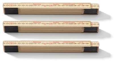 Contactmeter 2m Multipack 3 Stück I Hultafors I Gliedermasstab 2m mit invertierter Skalierung für anliegende Messungen I Made in Sweden I 3x 2 Meter Zollstock aus Glasbirke I 101804