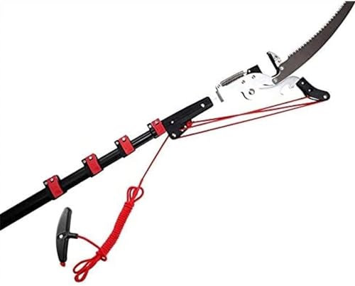 HYEFDWS Podadora de árboles telescópica 2 en 1 + Sierra de pértiga telescópica, Tijeras de podar para jardinería y Sierra de Ramas Extensible, Altura de Trabajo de 24 pies/7,2 m, podador