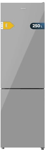 Cecotec Frigorífico Combi Bolero CoolMarket Combi 250 Grey Glass E. Clase Energética E Frigorífico Combi Cristal Gris 180X55Cm, 250L, No Frost, Multi Air Flow, Sistema Fast Cooling