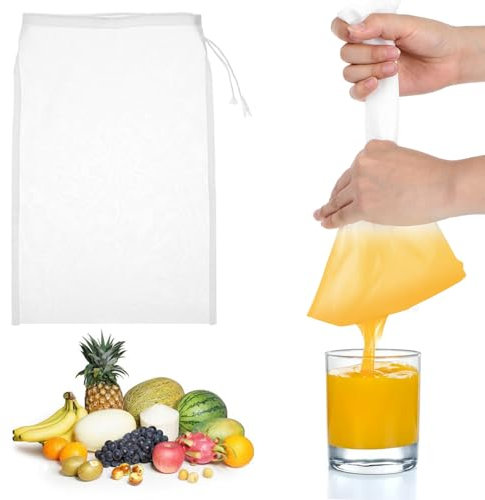 6 Stück Nussmilchbeutel Feinmaschiges Passiertuch Passiertuch Wiederverwendbar 30 x 20 cm Nylon Filterbeutel Mit Kordelzug 200 Mesh Nussbeutel für Käse Fruchtsaft Kaffee Gemüsesaft