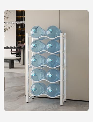 Soporte for jarra de agua de 5 galones, estante de almacenamiento de botellas de agua de acero al carbono reforzado de 5 niveles for 10 botellas de enfriador de agua, organizador for oficina, garajes