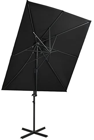 LLEZKBR Cantilever Garden Parasol with Double Top Black 250x250 cm