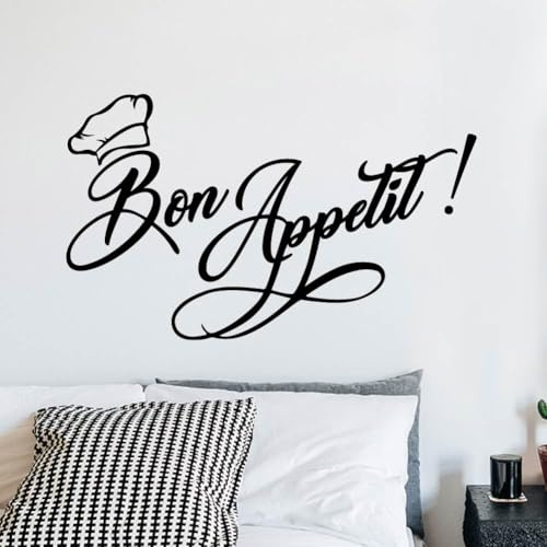 SUPERDANT Bon Appetit Wandtattoo Essenstexte Wandsticker Restaurant Wandaufkleber Vinyl Wandsticker Dekor Essenstexte Dekor Für Restaurant Esszimmer Wohnzimmer Küche Wanddekoration