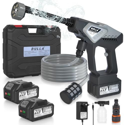 Cordless Pressure Washer, 6 in 1 Portable Power Washer for Patio and Car, Battery Pressure Washer with 2x4.0Ah Battery for Washing Cars/Floor/Garden Cleaning & Watering (Black-1)