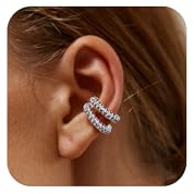 LAURITAMI 2 Pezzi Ear Cuff Orecchini Donna, Orecchini Clip Senza Buco Chunky Ear Cuff Acciaio Inossidabile Finti Cartilagine Helix Piercing Gioielli Argento