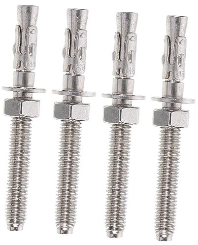 Amosfun 4 Stück M8 x 80mm Edelstahl Bolzenanker Schrauben Rostbeständig Korrosionsbeständig Hohe Tragfähigkeit Für Montage Von Möbeln Zäunen Und Klimaanlagen
