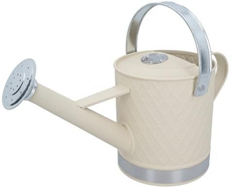 Annaffiatoio da 3 l, color crema, in acciaio rosa e metallo, per serra e piante da giardino