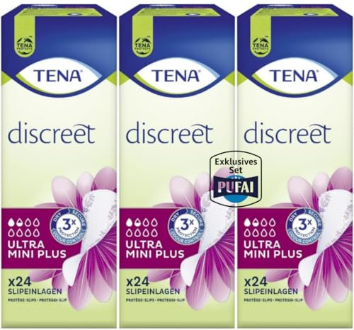Ultra Mini Plus Slipeinlagen – Damenbinden – 24 Stück – 3er Pack – Diskrete & komfortable Hygiene