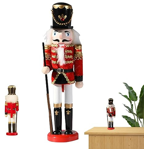 Cascanueces decoración navideña de 11.81 pulgadas de alto cajas de nuez figura de soldado de madera adornos para muñecas para estantes de cocina mesa decoración de Navidad estilo 3 | figuras coleccio