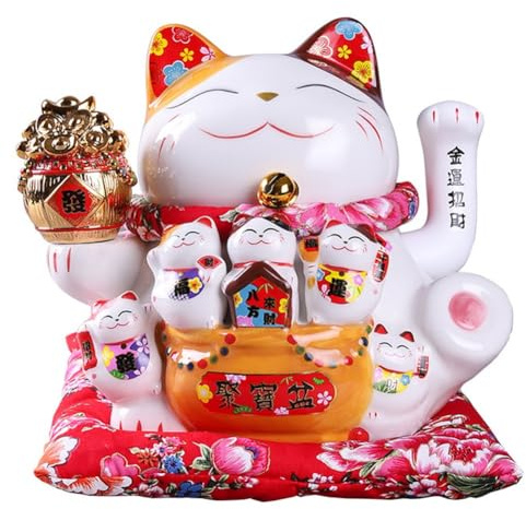 Gokelomg 7 Cerámica Agitando Maneki Ornamento Feng Shui Decoración Columpio,A