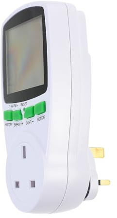 HOMSFOU Electricity Usage Monitor Uk Plug with Digital Lcd Power Meter, Wattage Voltage Tester, Electrical Energy Monitor for Home and Industrial Use, Ac230v Smart Socket Adapter
