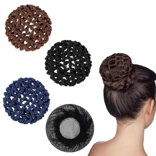 EJRUP 4 Stück Dutt Netz,Haarnetze Frisuren,Bun Elastisches Haarnetz,Perücke und Haarfixierung,für Gymnastik Rhythmische Sportgymnastik Ballett Eiskunstlauf Reiten