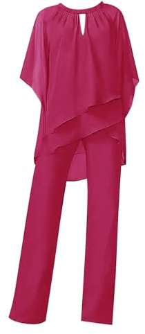 Fccrian Conjunto Elegante De Traje De Noche Para Mujer, Talla Grande, Conjunto De 2 Piezas, Traje De Cóctel, Fiesta, Pantalones Festivos, Camisa De Gas De Cintura Alta Y Pantalones De Cintura Alta