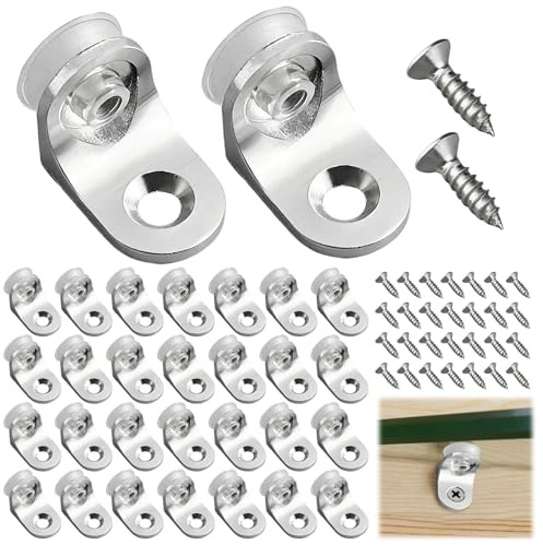 AJKQNMA 30 Stück Regalbodenträger, Einlegeboden Halter mit Saugnapf, 15mm x 20mm Bodenträger, Regalbodenhalter aus Zinklegierung für Möbel, Schränke, Schränke, Bücherregale, Regale